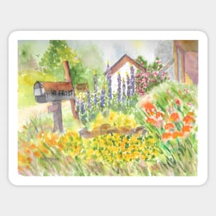 Robert Frost Homestead with June Lupins Sticker